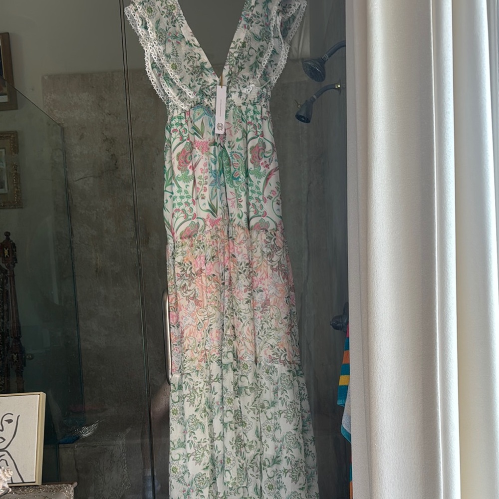 Floral Lace Trim Maxi Dress